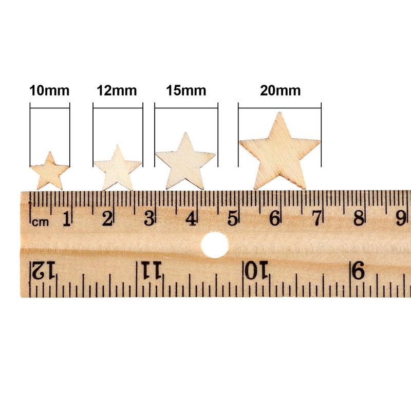 بيبتو مجموعة BBTO من 400 قطعة من النجوم الخشبية الصغيرة للأعمال اليدوية، بأحجام متنوعة، قطع زينة خشبية صغيرة، شرائح، علامات لتزيين حفلات الزفاف وأعياد الميلاد - Image 2